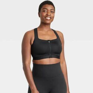 All in Motion 38B Black Sculpt High Support Zip-Front Sports Bra NEW